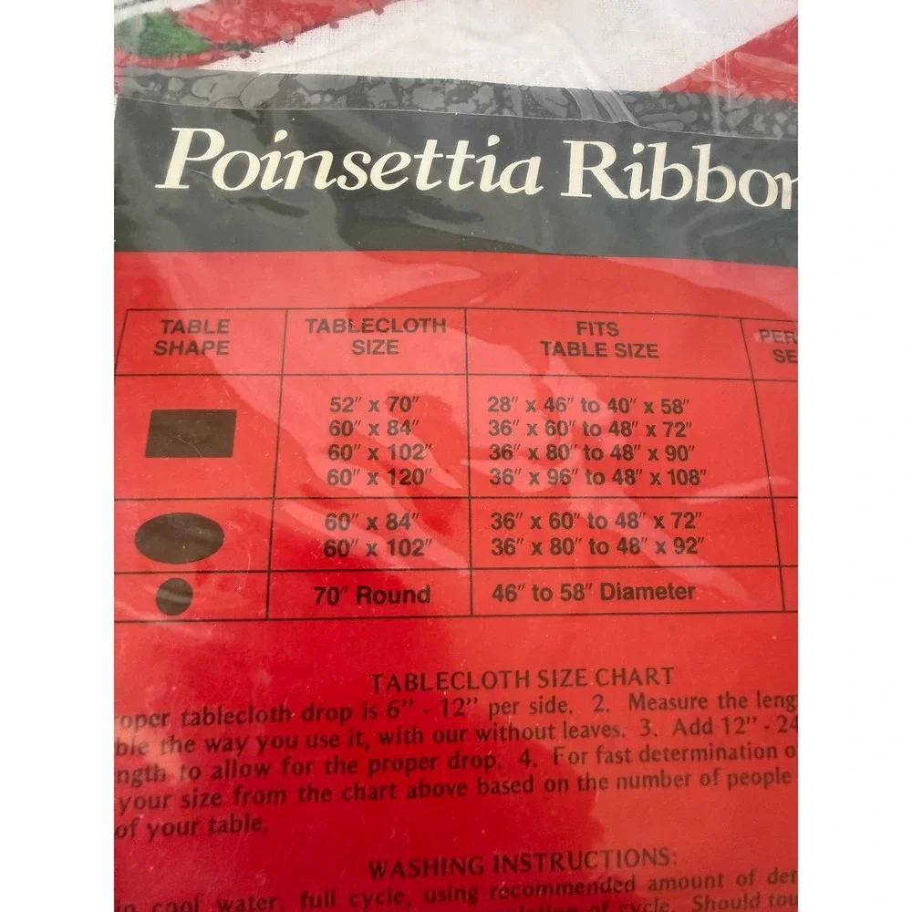 Bardwil Fine Linens Poinsettia Ribbon Round Tablecloth 70 Inch Christmas Holiday